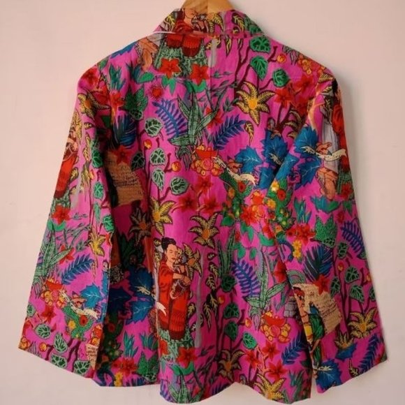 BRAND NEW Pink Frida khalo Pj Set, Cotton Pajama Set, Bridesmaid Pajama Set - Picture 2 of 4